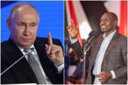 Photo collage of Russian President Vladimir Putin and President William Ruto.